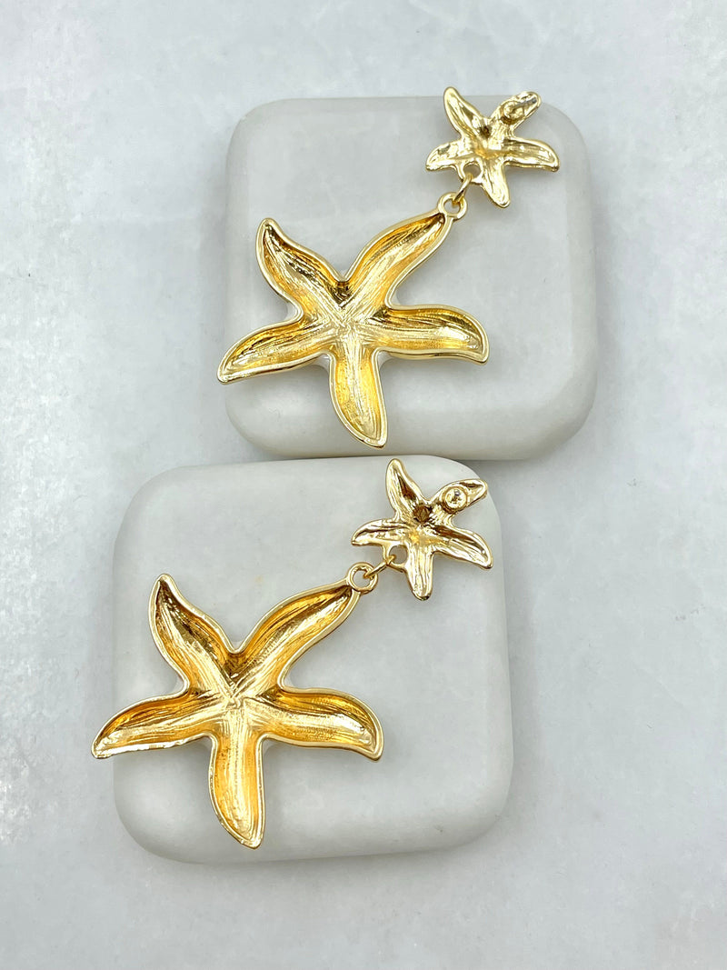 İkili Deniz Yıldızı Küpe Gold