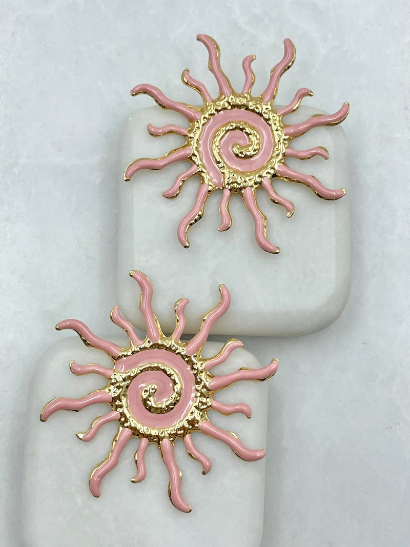Detaylı Güneş Küpe Pembe
